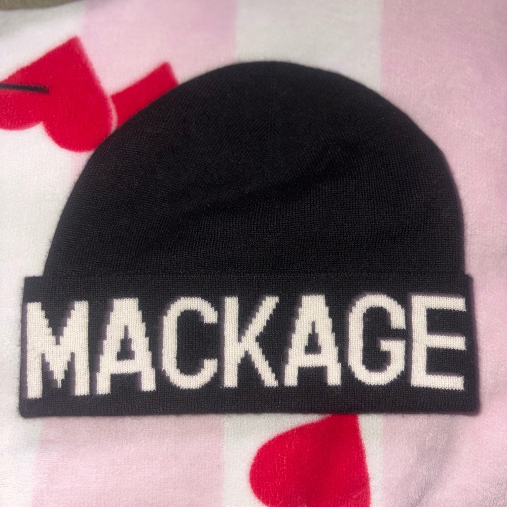 Mackage Black and White Logo Beanie